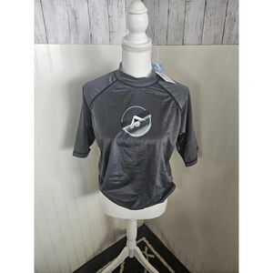 Kanu Surf Men’s Rash Guard Shirt Size L Charcoal UPF 50 Short Rashguard NWT